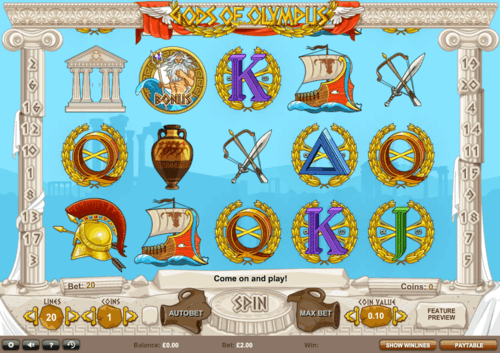 Gods Of Olympus UK online slot game