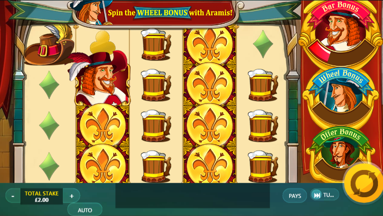 Three Musketeers UK online slot game
